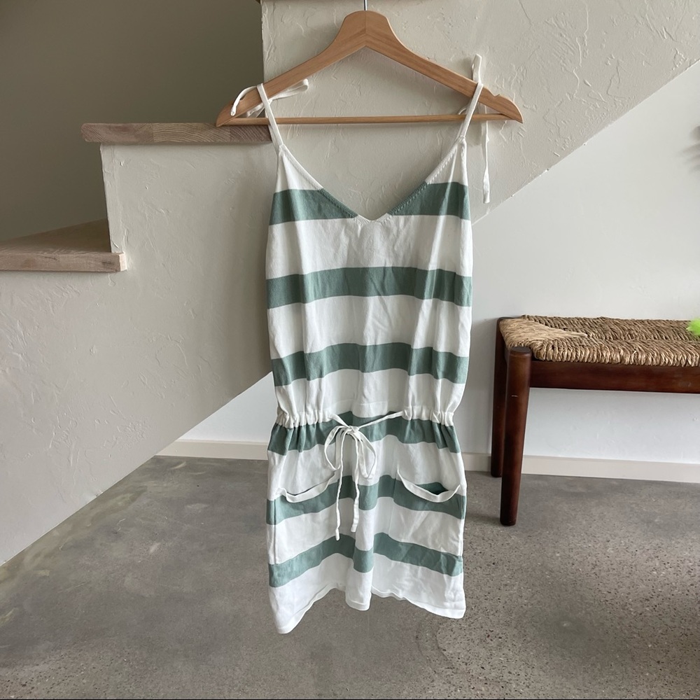 Wishlist Women’s White Striped Spaghetti Strap Beach Dress Medium